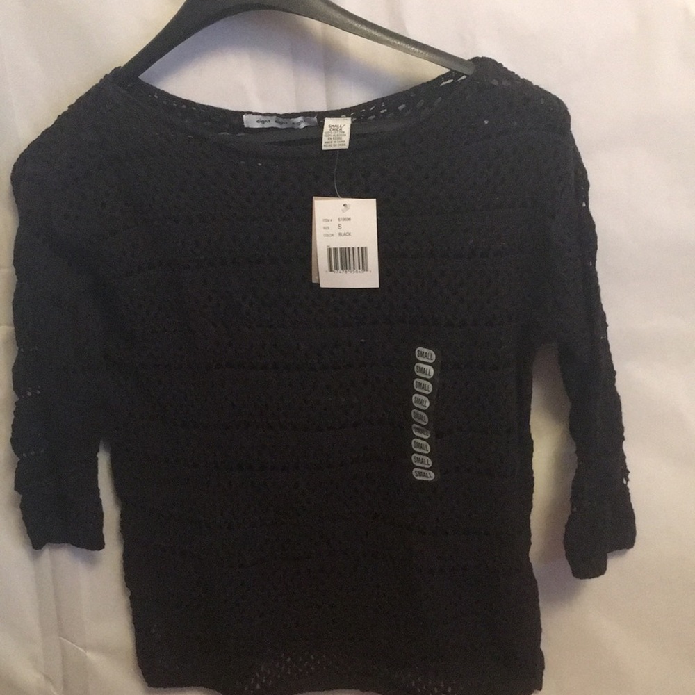 TOP COTTON EIGHT EIGHTY EIGHT BLACK SMALL CROCHET